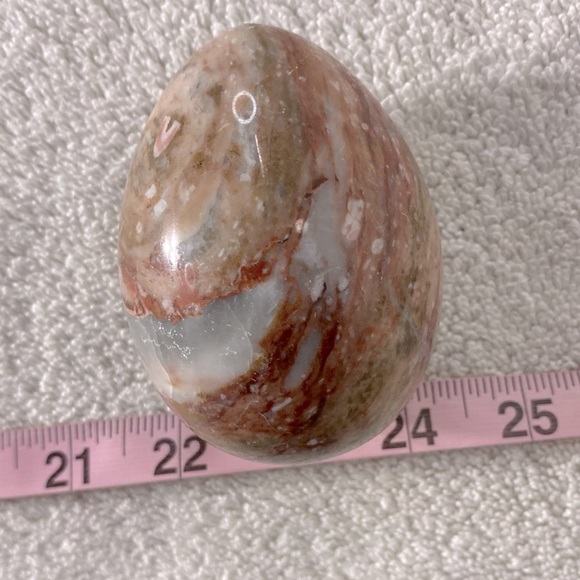 Vintage Brecchiated Jasper Polished Red Jasper Stone Egg Flat Bottom Paper Wght - Picture 3 of 10